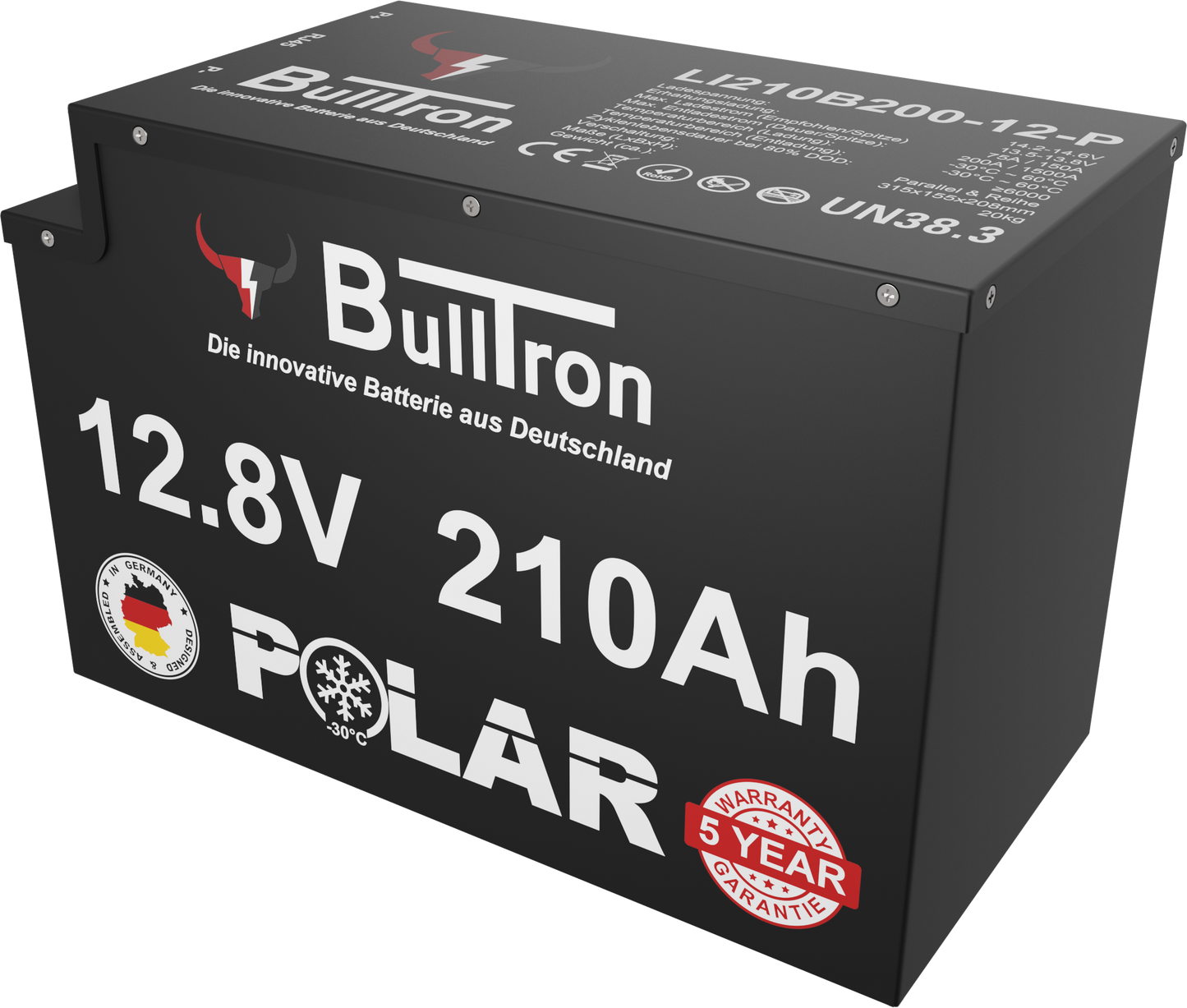 210Ah Bulltron Polar LiFePO4 12.8V Akku mit Smart BMS, Bluetooth App und Heizung