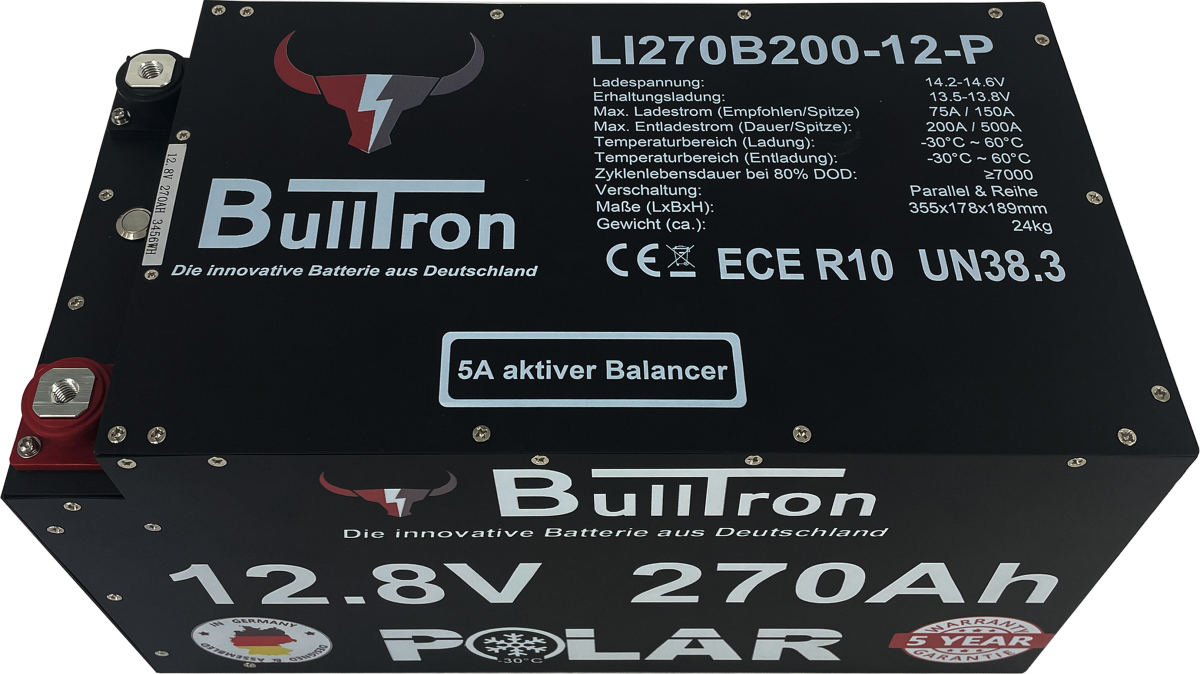 270Ah BullTron Polar LiFePO4 12.8V Akku mit Smart BMS, Bluetooth App und Heizung