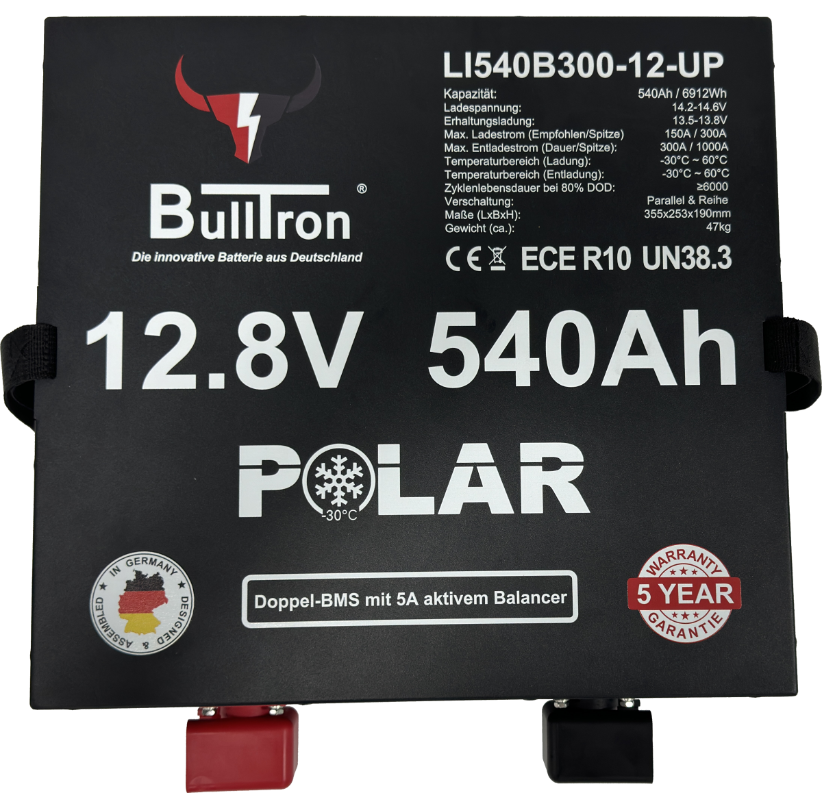 540Ah BullTron Polar LiFePO4 12.8V Akku mit Smart Doppel-BMS, Bluetooth App und Heizung