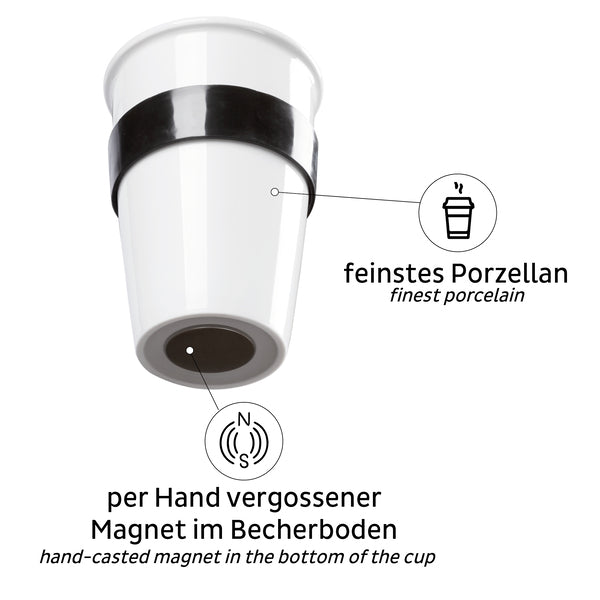 Porzellan TO-GO-CUP NEU - Standsicherer TO-GO-CUP aus Porzellan inkl. Deckel
