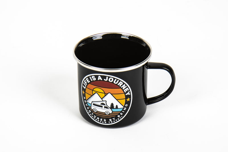 Emaille-Tasse LIFE IS A JOURNEY, 350ml