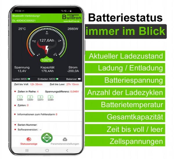 320Ah BullTron Polar LiFePO4 12.8V Akku mit Smart Doppel-BMS, Bluetooth App und Heizung