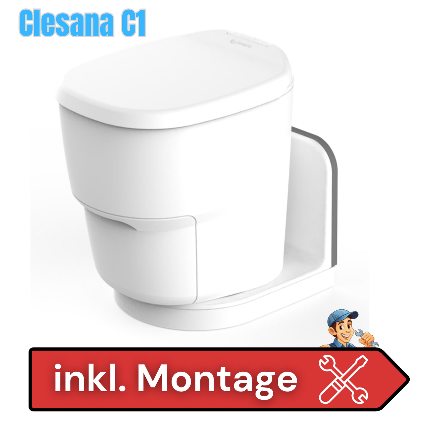 Clesana C1 – wasserlose Toilette mit L-Adapter inkl. Montage