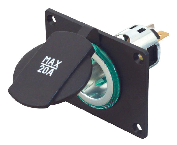 Pro Car Power-Steckdose mit Montageplatte - 12/24V