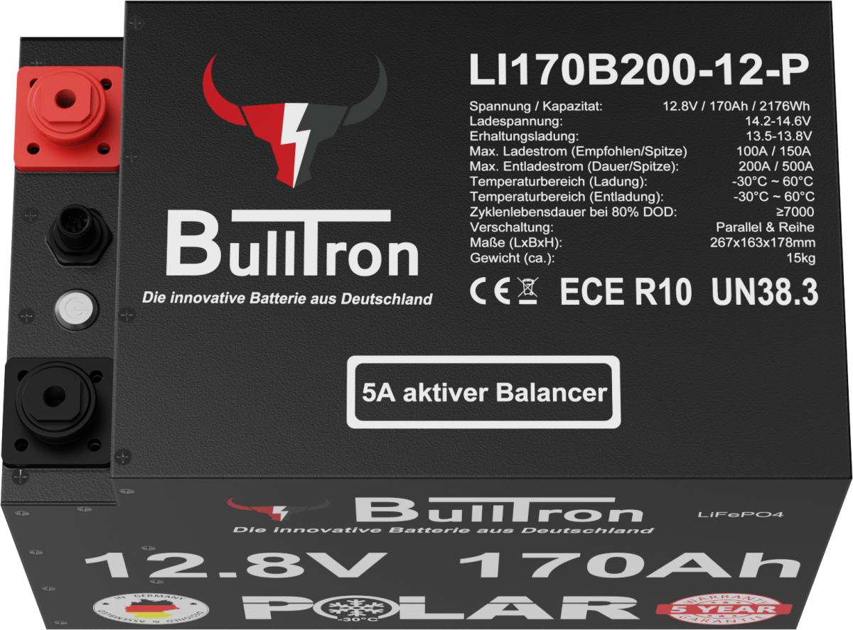 170Ah BullTron Polar LiFePO4 12.8V Akku mit Smart BMS, Bluetooth App und Heizung