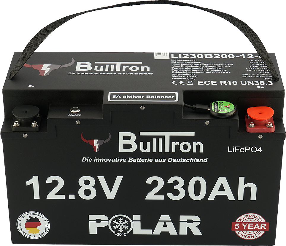 230Ah BullTron Polar LiFePO4 12.8V Akku mit Smart BMS, Bluetooth App und Heizung