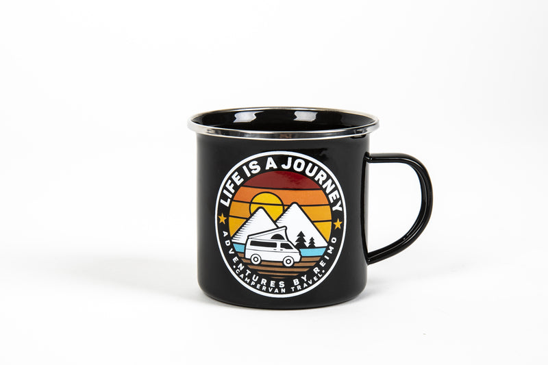 Emaille-Tasse LIFE IS A JOURNEY, 350ml